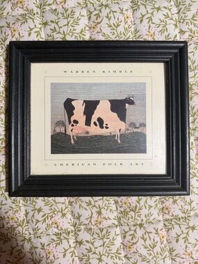 Warren Kimble Black Framed American Folk Art Cow Print